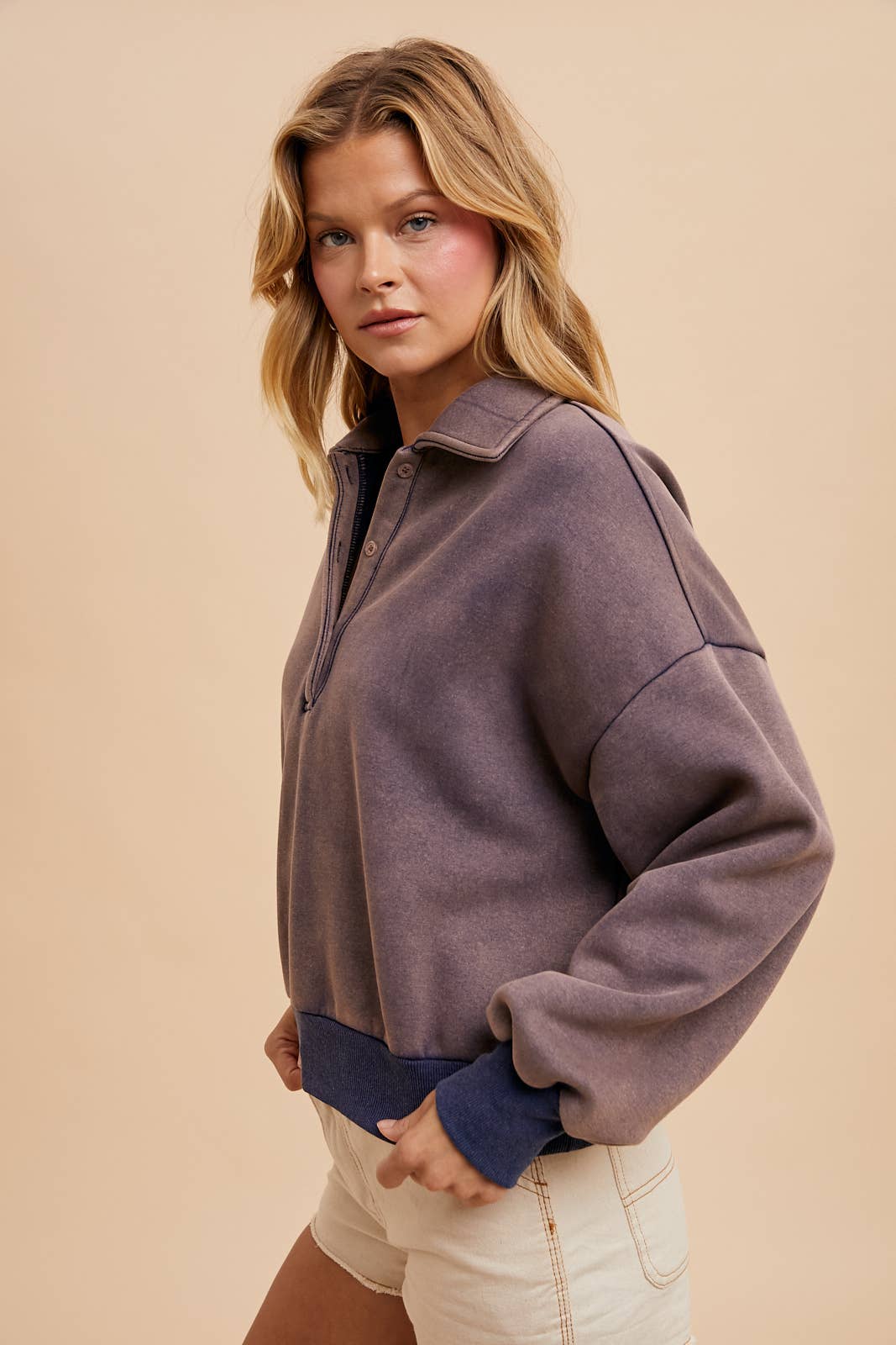 In Loom - Wholesale Sweatshirt - Women's - CROPPED POLO PULLOVER4