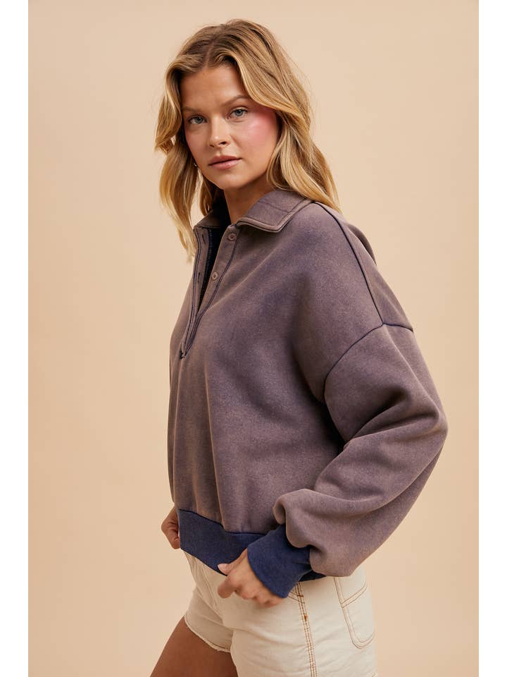 In Loom - Wholesale Sweatshirt - Women's - CROPPED POLO PULLOVER4