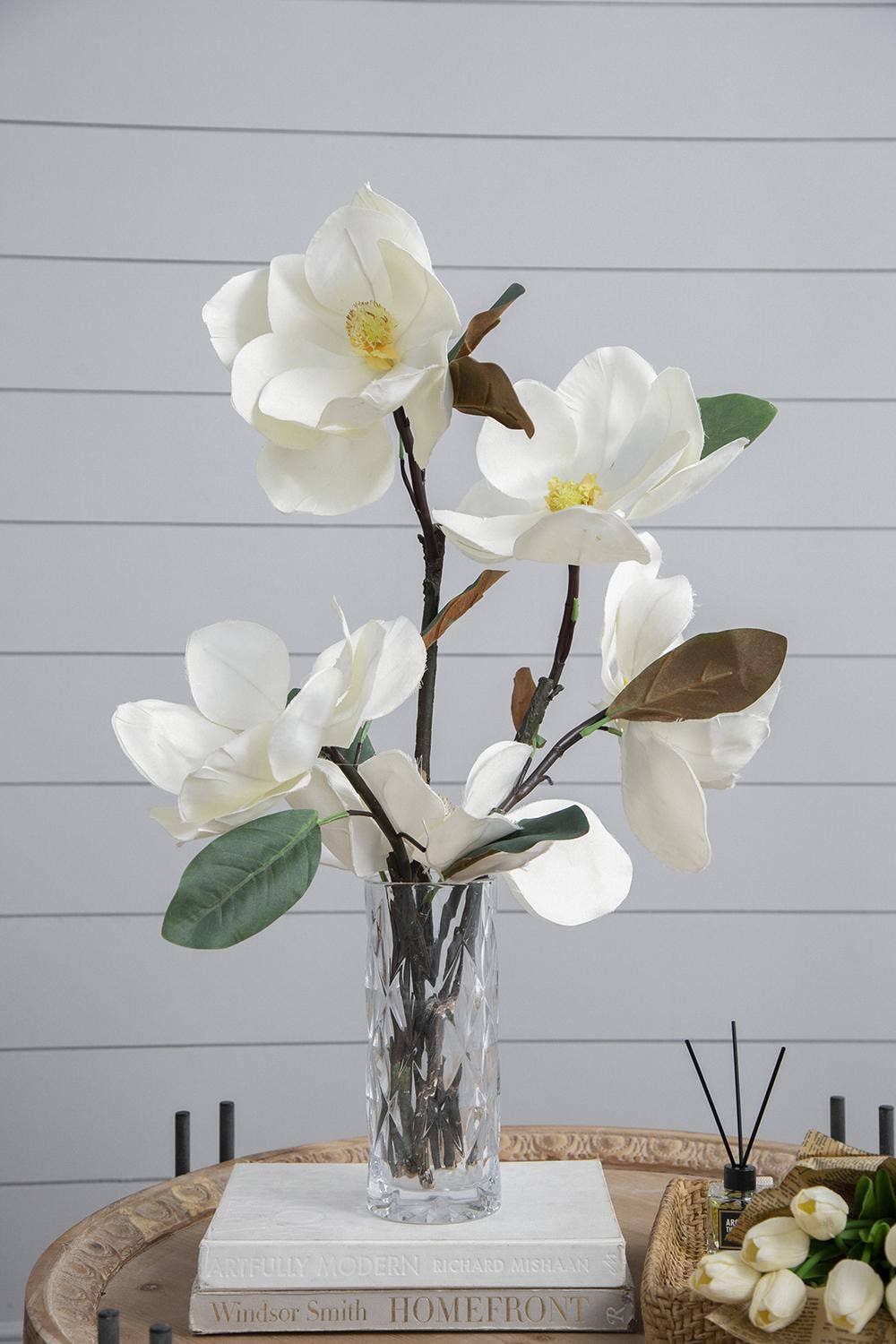 A&B Home Group Inc. - Wholesale Artificial Flowers - 12x6x30" Almost Real Magnolia Stem, White3