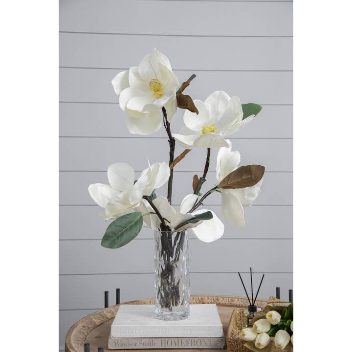 A&B Home Group Inc. - Wholesale Artificial Flowers - 12x6x30" Almost Real Magnolia Stem, White3