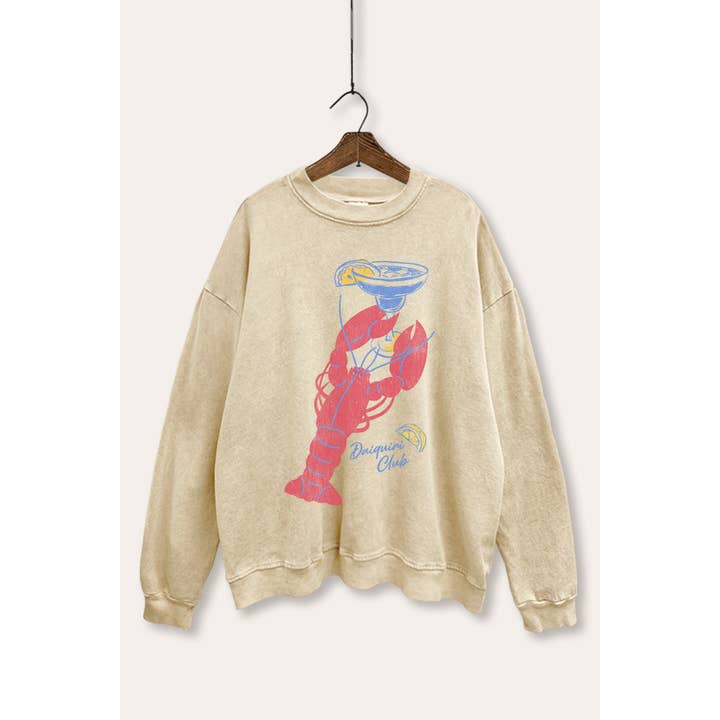 SWD385-P7220 HOMARD AVEC UN SWEATSHIRT LAVÉ MINÉRAL COCKTAIL pour la vente par VINTAGE POINT USA