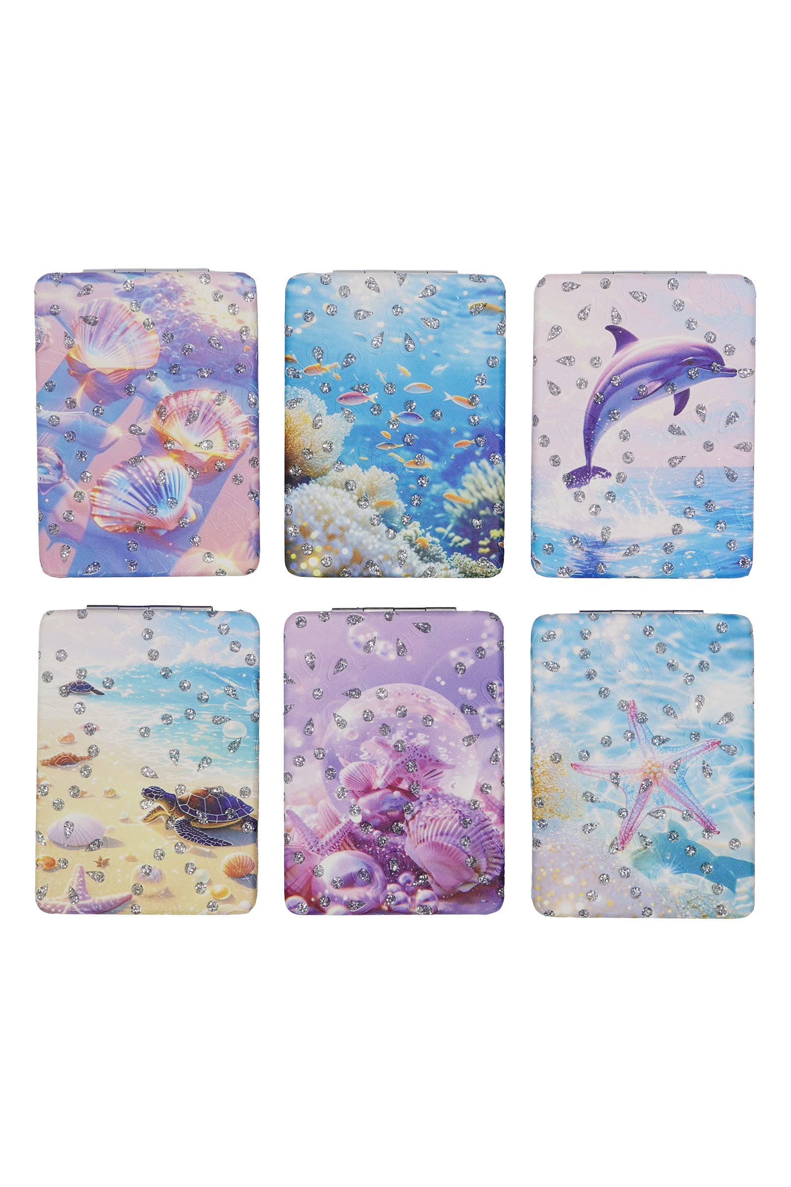 ASSORTED Marine Life Glitter Rectangular Compact Mirror for wholesale on Faire3