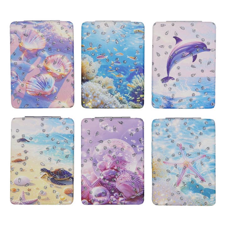 ASSORTED Marine Life Glitter Rectangular Compact Mirror for wholesale on Faire3