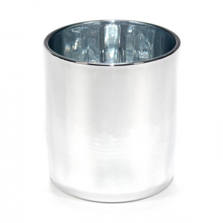 Small Vogue glazen houder met elektrogelaagde afwerking voor wholesale door London Luxury Candle Supplies