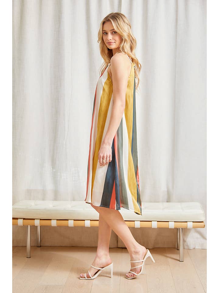 Koral/krikand 20240 Multi Stripe Halter Kjole for engroshandel på Faire3