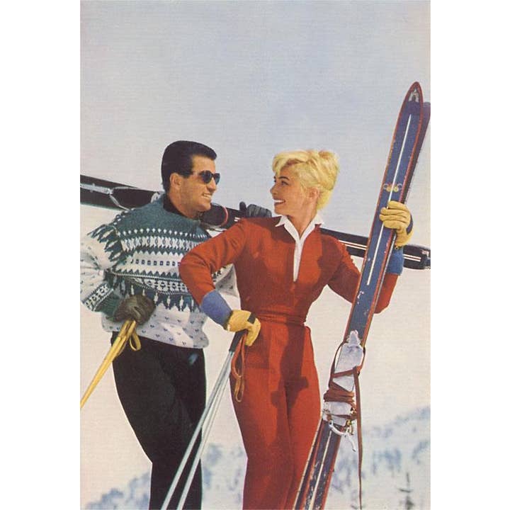 Sticker WS-264 Couple with Skis for wholesale by Found Image Press