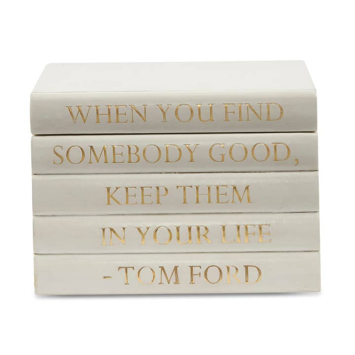 Leather Bound Box with Tom Ford Quote White for wholesale by Vellum Home