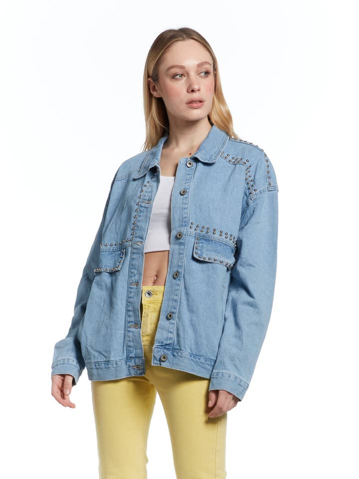 Denim jacket with studs for wholesale by TAMBA