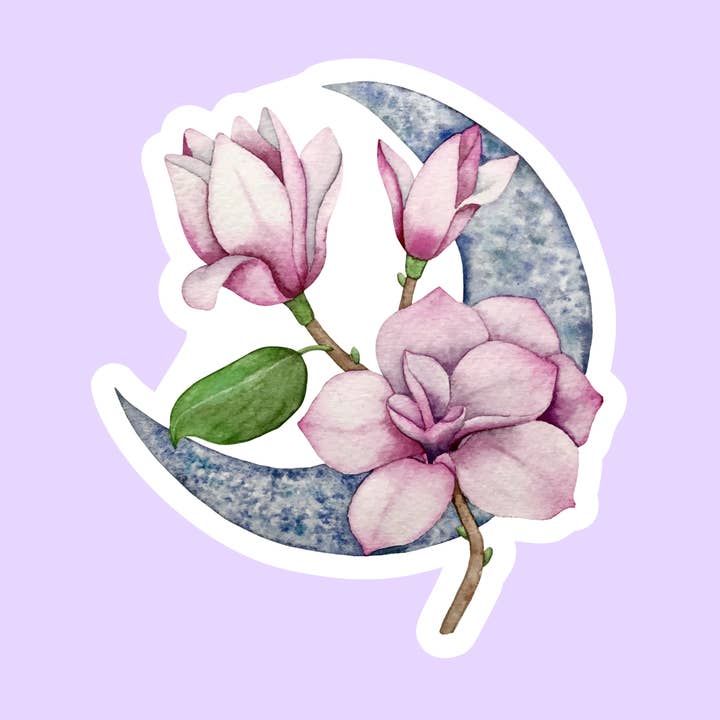 Aquarel Floral Moon gestanste sticker voor wholesale door The Sticker Lab
