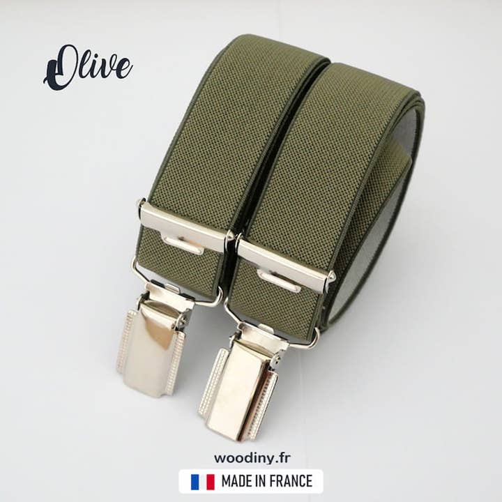Men's “Olive” Elastic Braces for wholesale by WOODINY