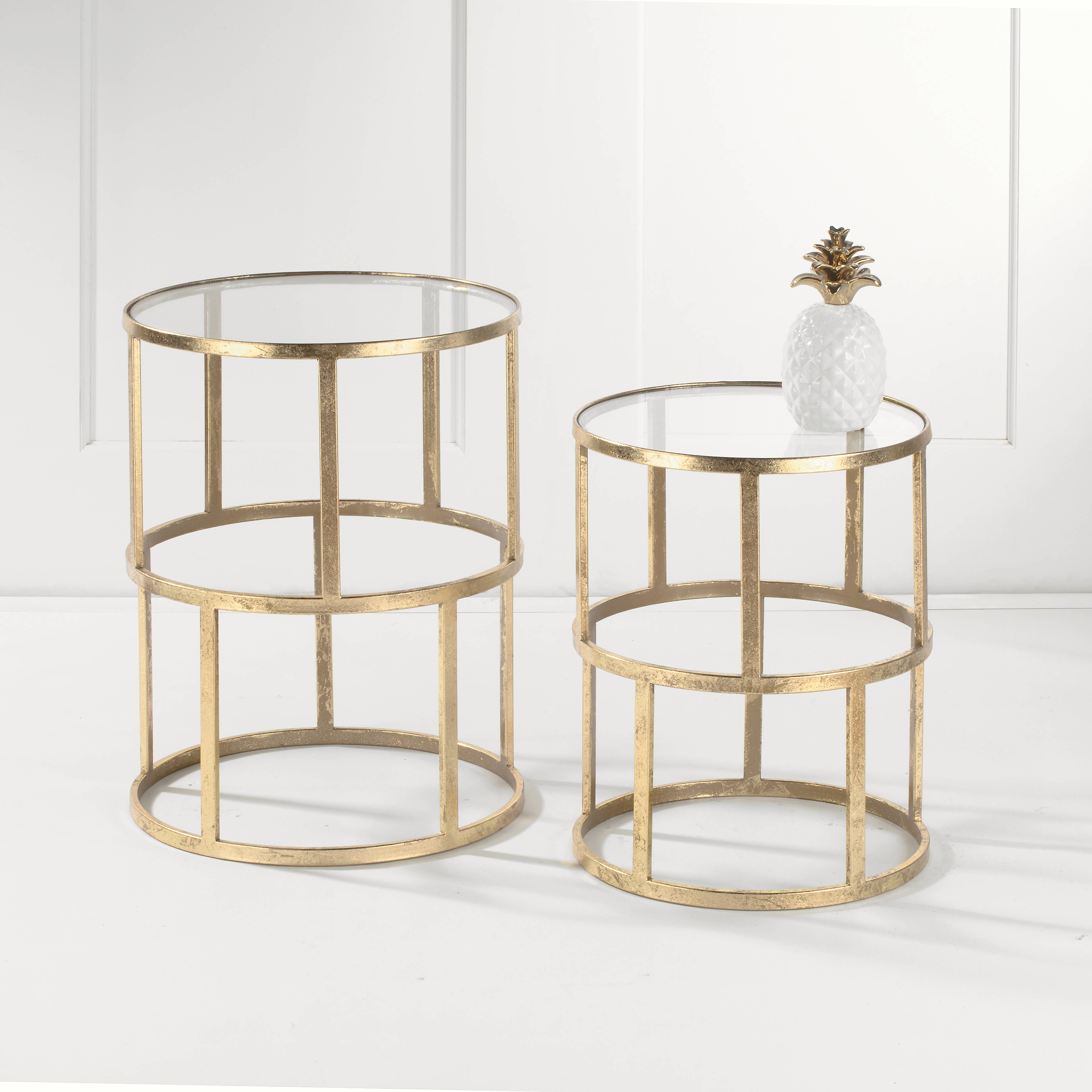 Tripar International – wholesale Side table – Set of 2 Round Gold Accent Tables1