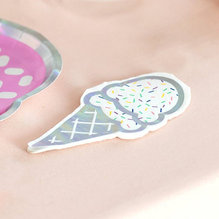 Weddingstar Inc. - Vente Serviettes jetables - Serviettes de fête en papier pour occasions spéciales mignonnes - Cornet de crème glacée1