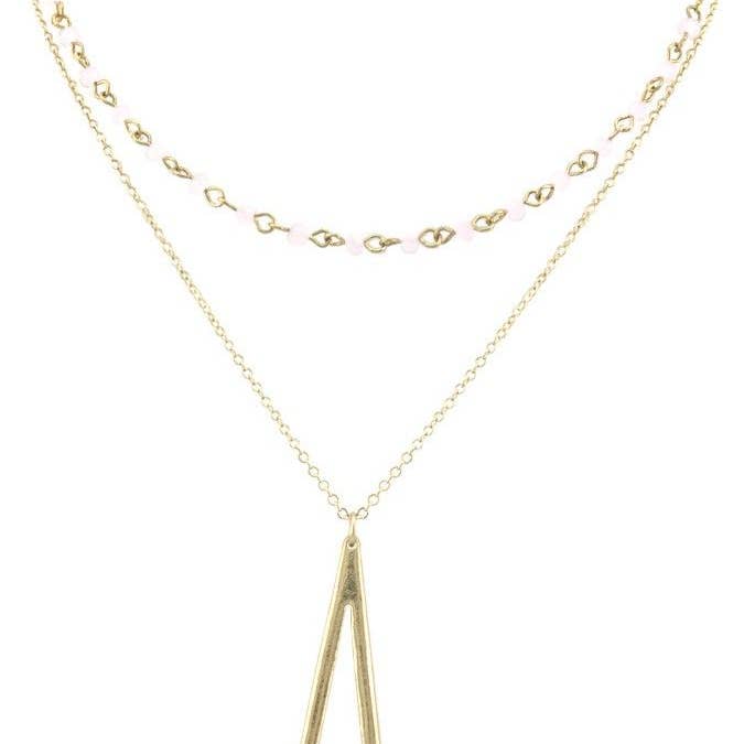 Necklace - Blush Beaded Triangle for wholesale by Flirt Jewelry