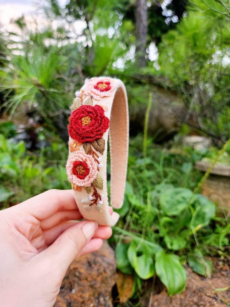 Quince Fables - Wholesale Haarband - Dames - 3D Geborduurde Bloemen Haarband, Brianna Collectie ✅4