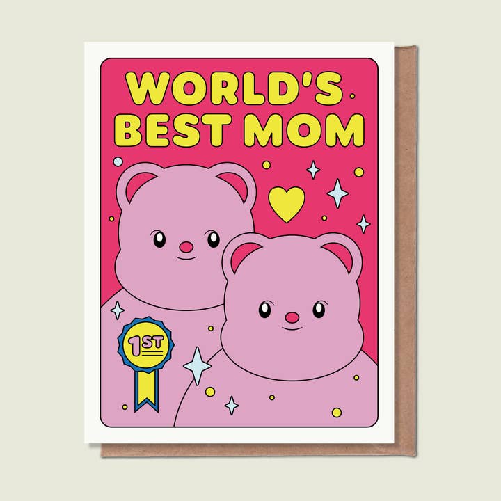 World's Best Mom Greeting Card for wholesale by Épée Lapin Studio