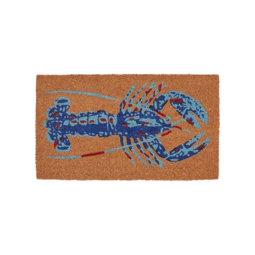 HomeRoots - Vente Paillasson - Paillasson d'intérieur en fibre de coco bleu, marron et rouge avec homard, 16" x 30"