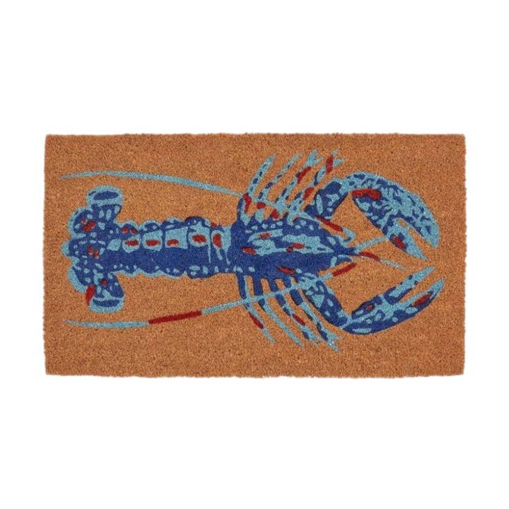 HomeRoots - Vente Paillasson - Paillasson d'intérieur en fibre de coco bleu, marron et rouge avec homard, 16" x 30"0