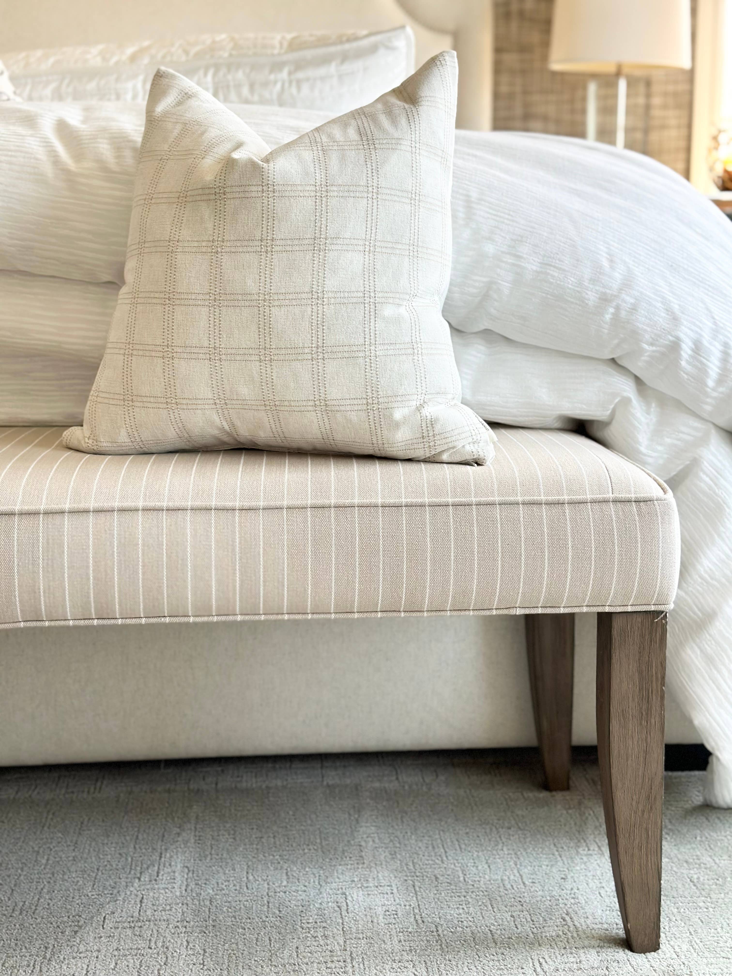 Orange Grove Home - Wholesale Throw Pillow Cover - Beige & ivory Dotted Plaid Pillow Cover 20x205