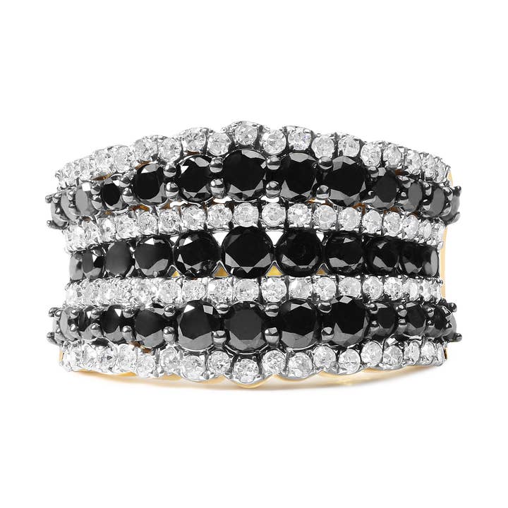 14K Gold over Silver 1 3/4 Carat Diamond Multi Row Band Ring for wholesale by Infinite Jewels