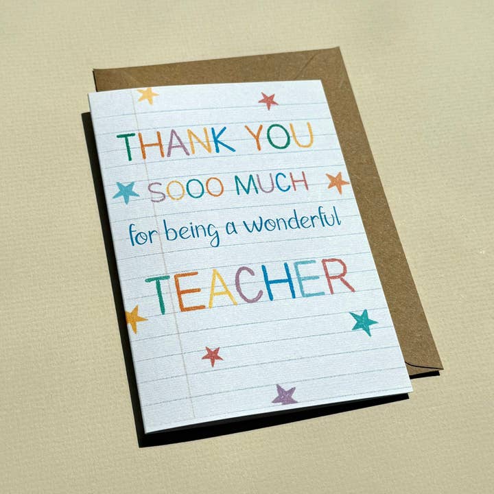 Rainee Collections – wholesale Thank you card – Thank You Teacher Star Card1