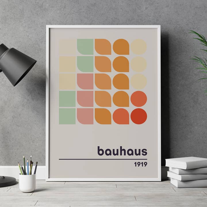 Jaffa Orange - Venta al por mayor Pósteres - Póster Bauhaus, moderno de mediados de siglo, estampado retro de arcoíris2