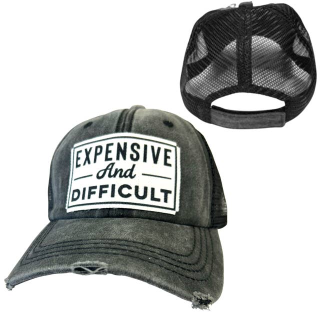 dkhandmade - Wholesale Trucker Hat - Unisex - EXPENSIVE AND DIFFICULT | UNISEX HAT | DISTRESSED