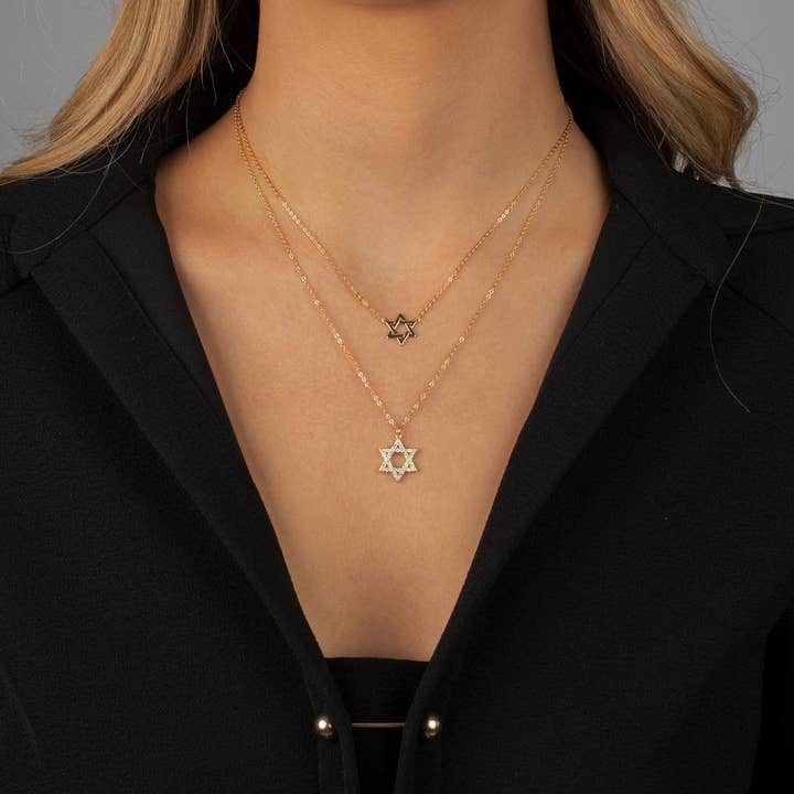 Gold Plated Sterling Silver Star of David Necklace Women for wholesale on Faire