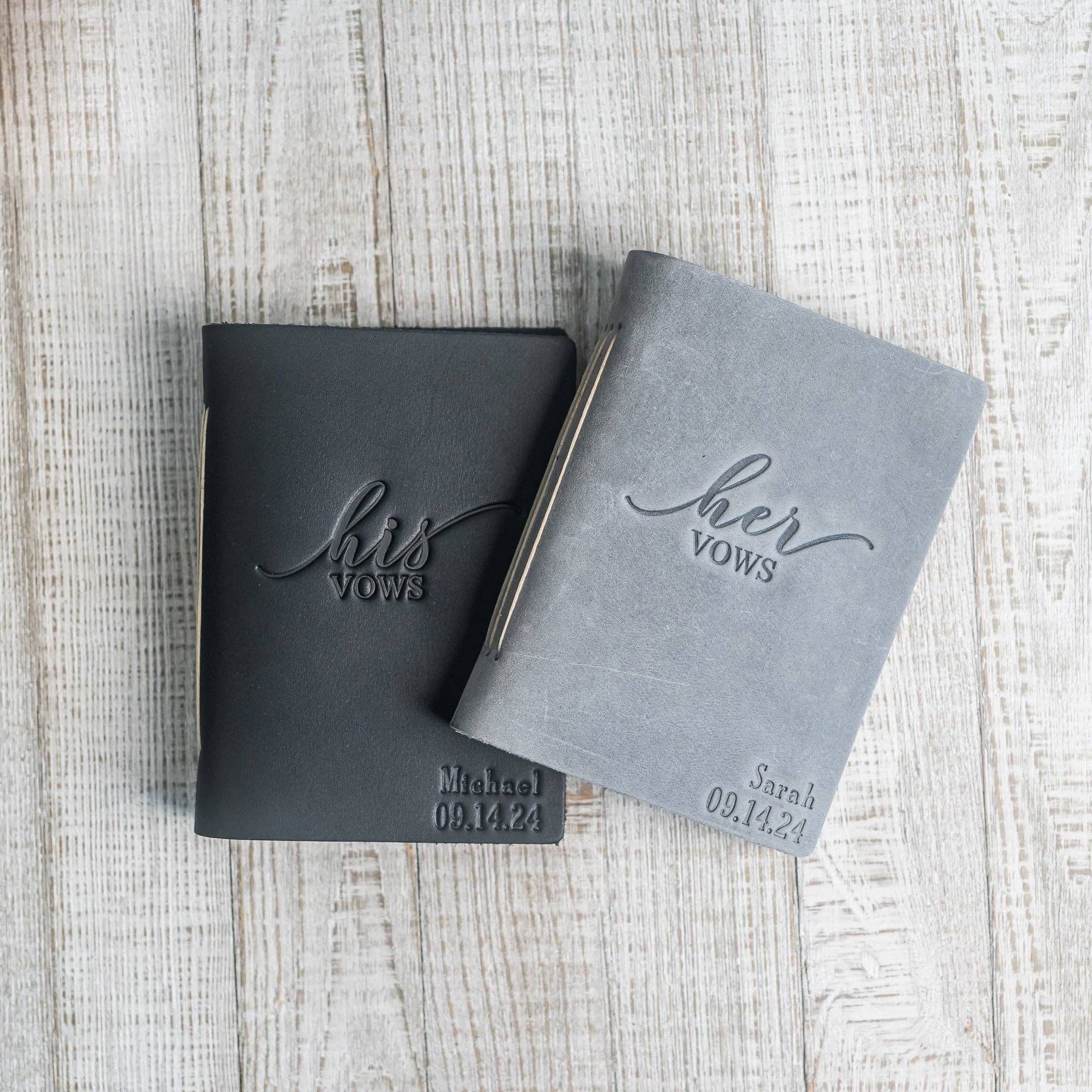 Ox & Pine - Wholesale Notebook - His Vows and Her Vows Personalized Leather Wedding Vow Books Personalized with Name and/or Date11