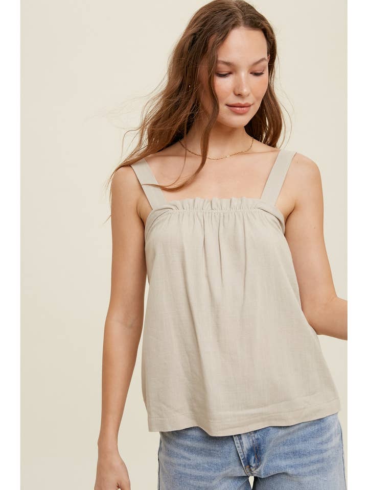 Wishlist Apparel - Wholesale Camisole - Women's - SQUARE NECK CAMI WITH RUFFLE DETAIL / WL22-71434