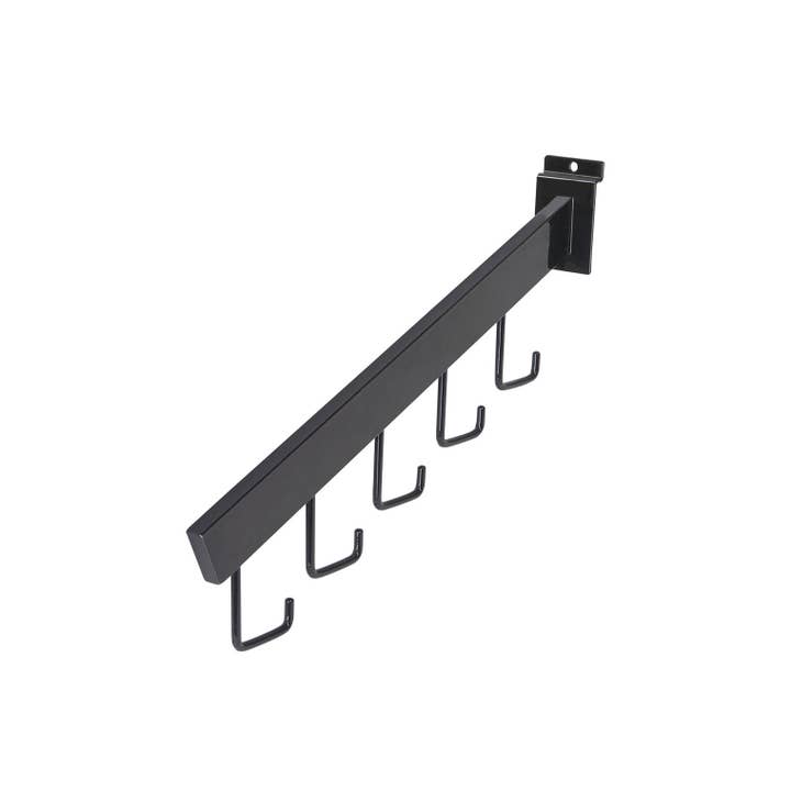 Store Supply Warehouse - Wholesale Retailer Display - Accessories - Black 5-J-Hook Dimensional Waterfall For Slatwall
