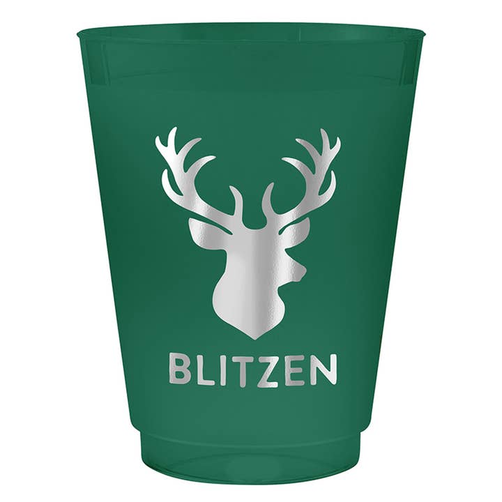 Santa Barbara Design Studio by Creative Brands - Wholesale Disposable Cup - Face to Face Frost Cups - Blitzen Reindeer - Set of 8