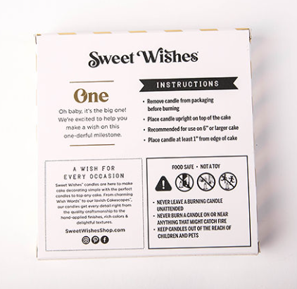Sweet Wishes Candle Co. - Vente Bougies pour gâteau - Chandelle gâteau d’anniversaire « ONE » pour premier anniversaire4