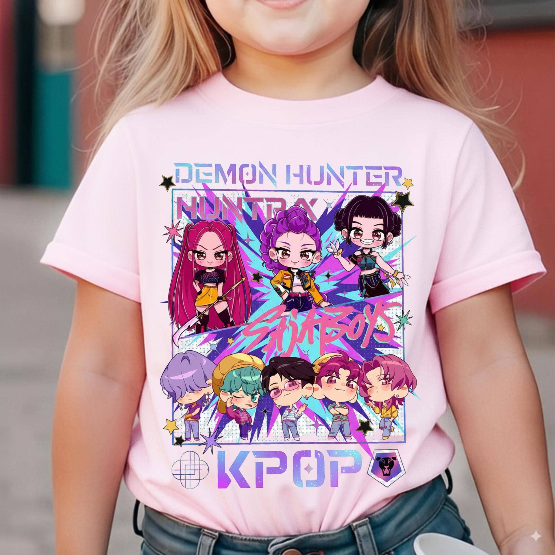 ClevorFit - Wholesale T-shirt (graphic) – unisex - Kpop Demon Hunters Comfort Colors Tee, Kpop Huntrix Kids Tee1