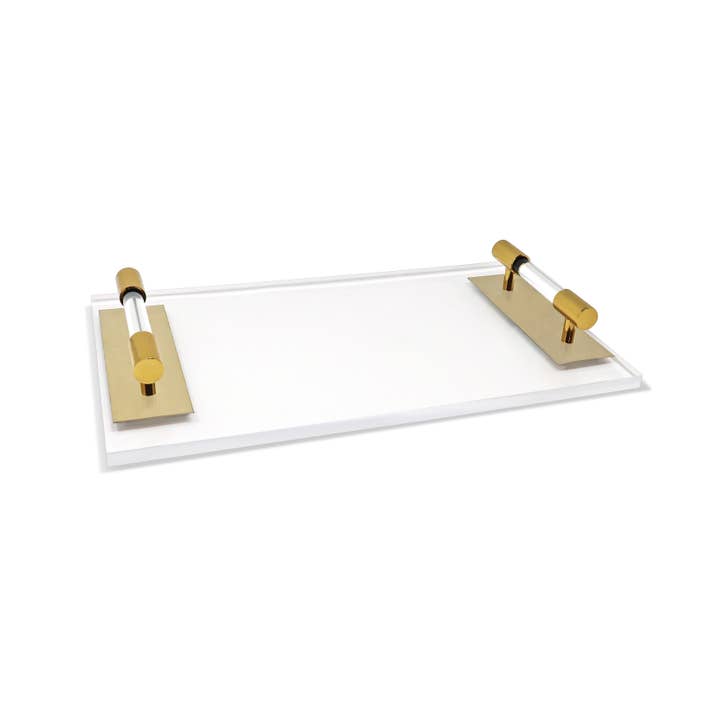 VIVIENCE - Wholesale Decorative Tray - Acrylic Tray with Gold Handles