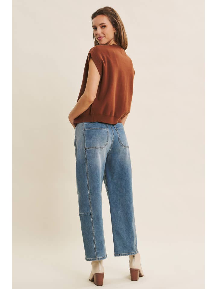 DENIM LAVÉ JEANS VINTAGE LAVÉS EXTENSIBLES ET SURDIMENSIONNÉS SANS EFFORT en vente sur Faire16