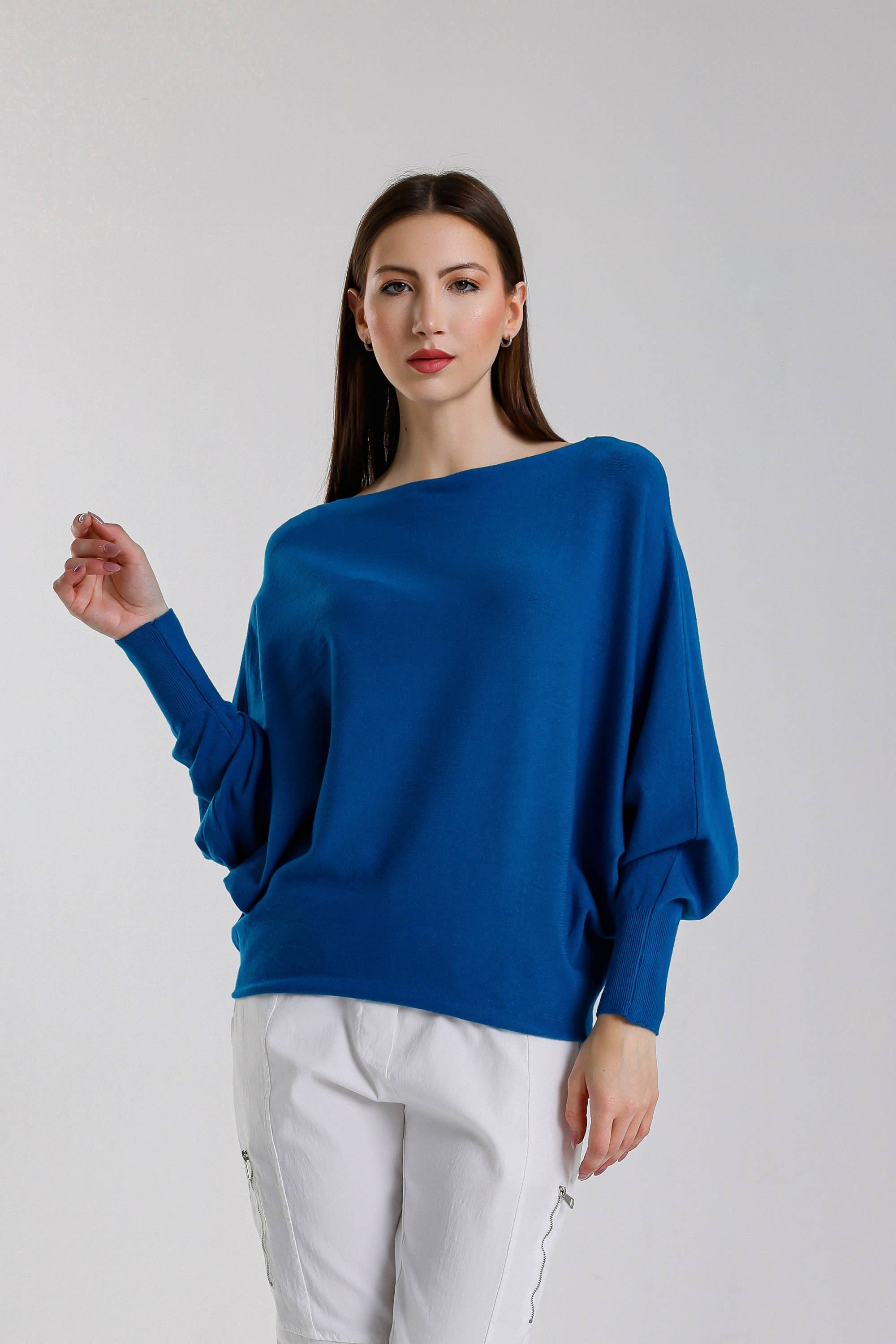 TINA Stephens Italy/Tees By Tina – Engroshandel Pullover - Dame – Mylah seriøst blød batwing sweater (BLS413)9