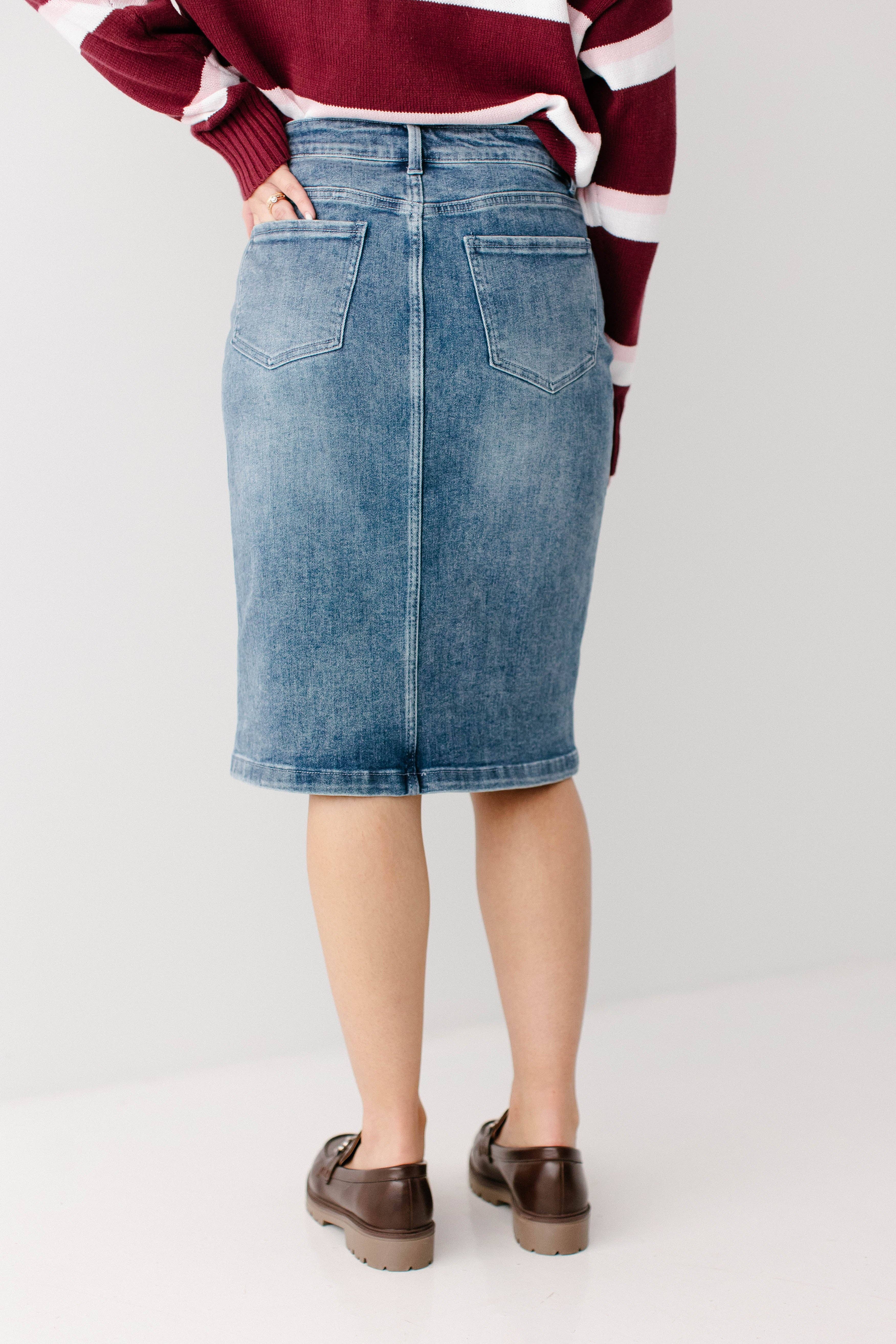 The Main Street Exchange – Engroshandel Nederdel - Dame – 'Robyn' Klassisk Denimnederdel4