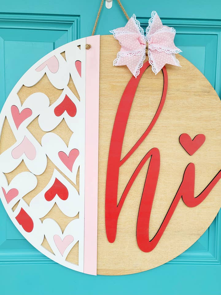 DIY Hi with Hearts Door Hanger for wholesale by Teal Moon Creations