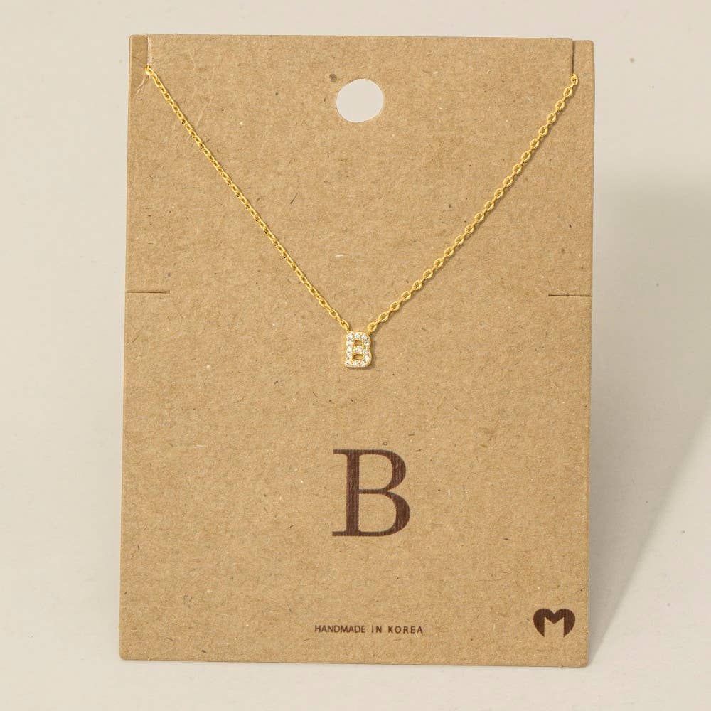 Fame Accessories - Vendita all'ingrosso Collana con ciondolo/pendaglio - Mini collana iniziale con strass5