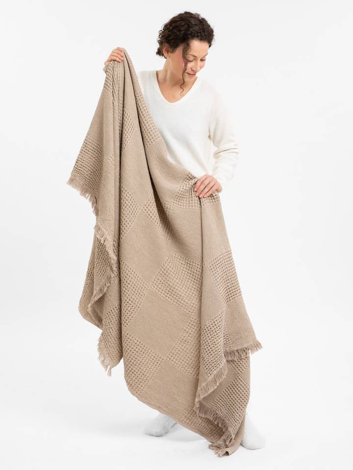 Cotton Waffle Weave Reversible Throw Blanket for wholesale by Woven Stories