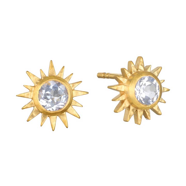 Light Seeker White Topaz Starburst Studs for wholesale by Satya Jewelry