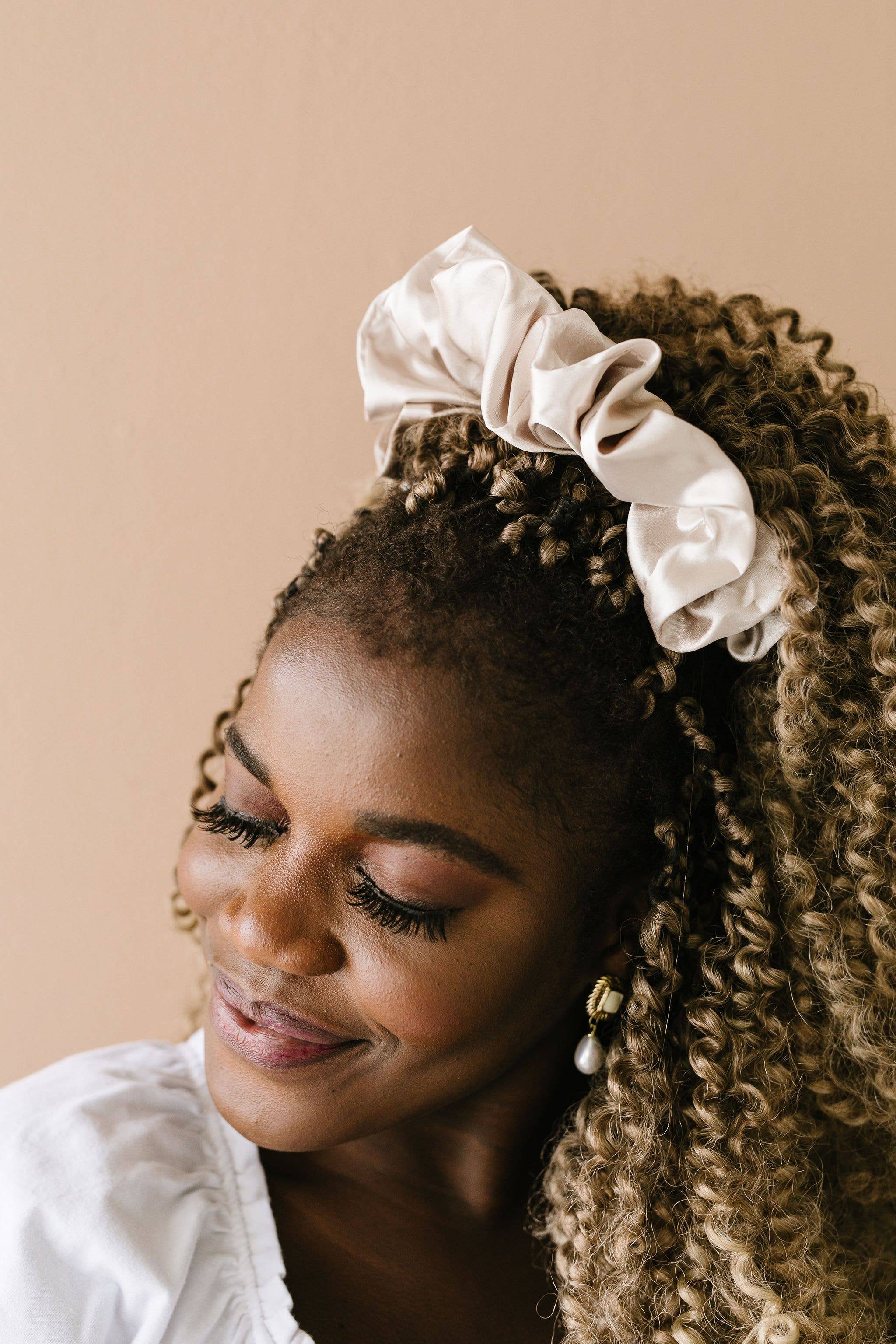 Shop Andi - Wholesale Scrunchie - Women's - Latte Satin Jumbo Scrunchie1