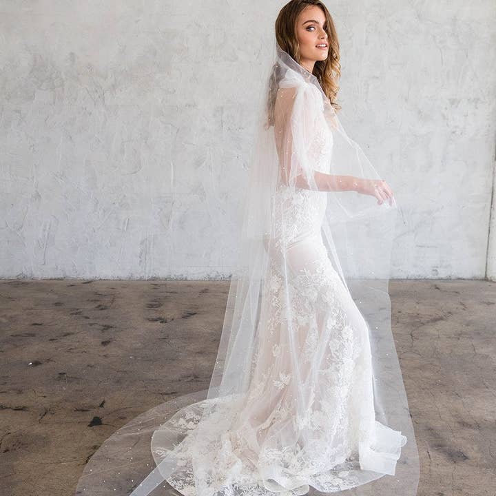 Brides & Hairpins - Wholesale Veil - Women's - DARCY CHAPEL DOUBLE VEIL - WITH SCATTERED PEARLS4