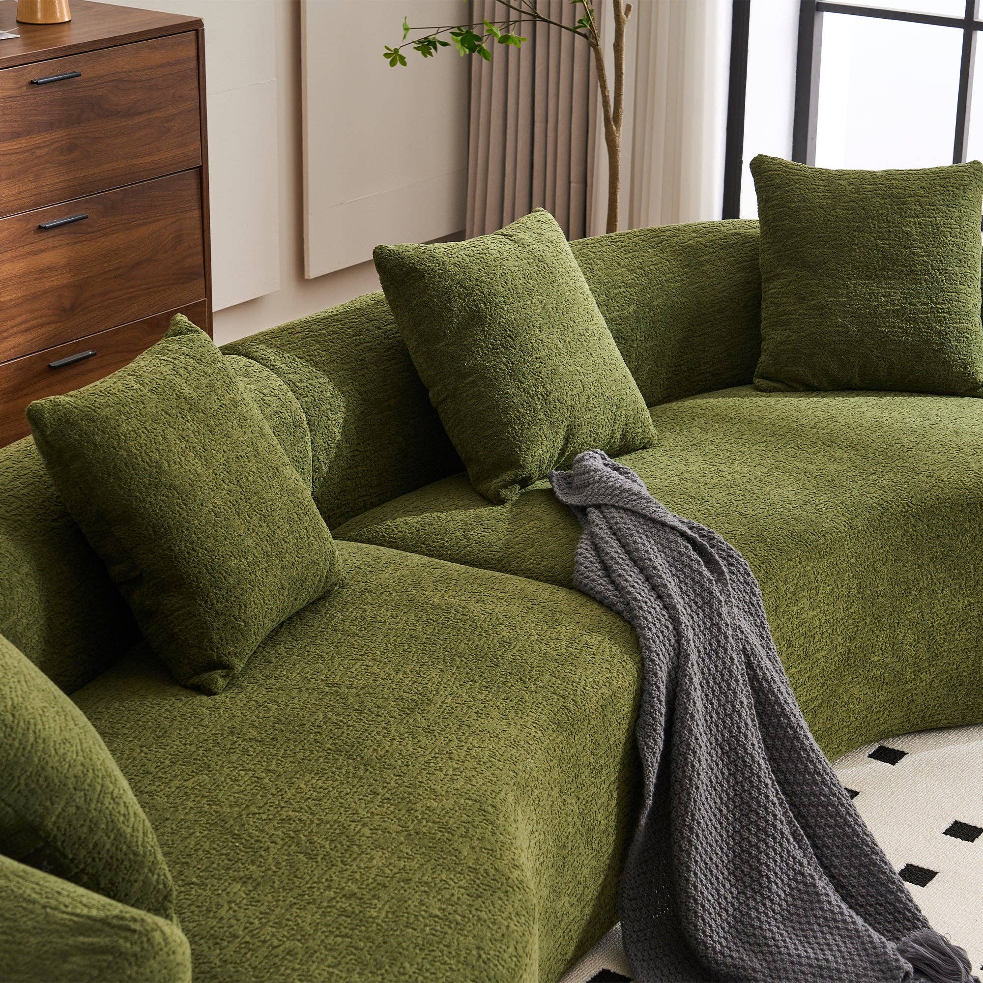 39F Inc. - Wholesale Sofa - LY-025 110'' Forest Green Chenille Curved Modular Sofa4