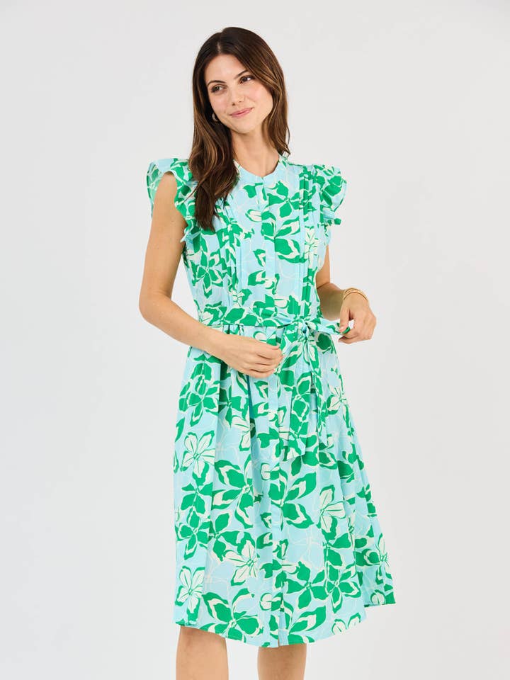 Mary Square - Wholesale Dress – Women's - Jenn Dress | Tropical Bouquet Green1
