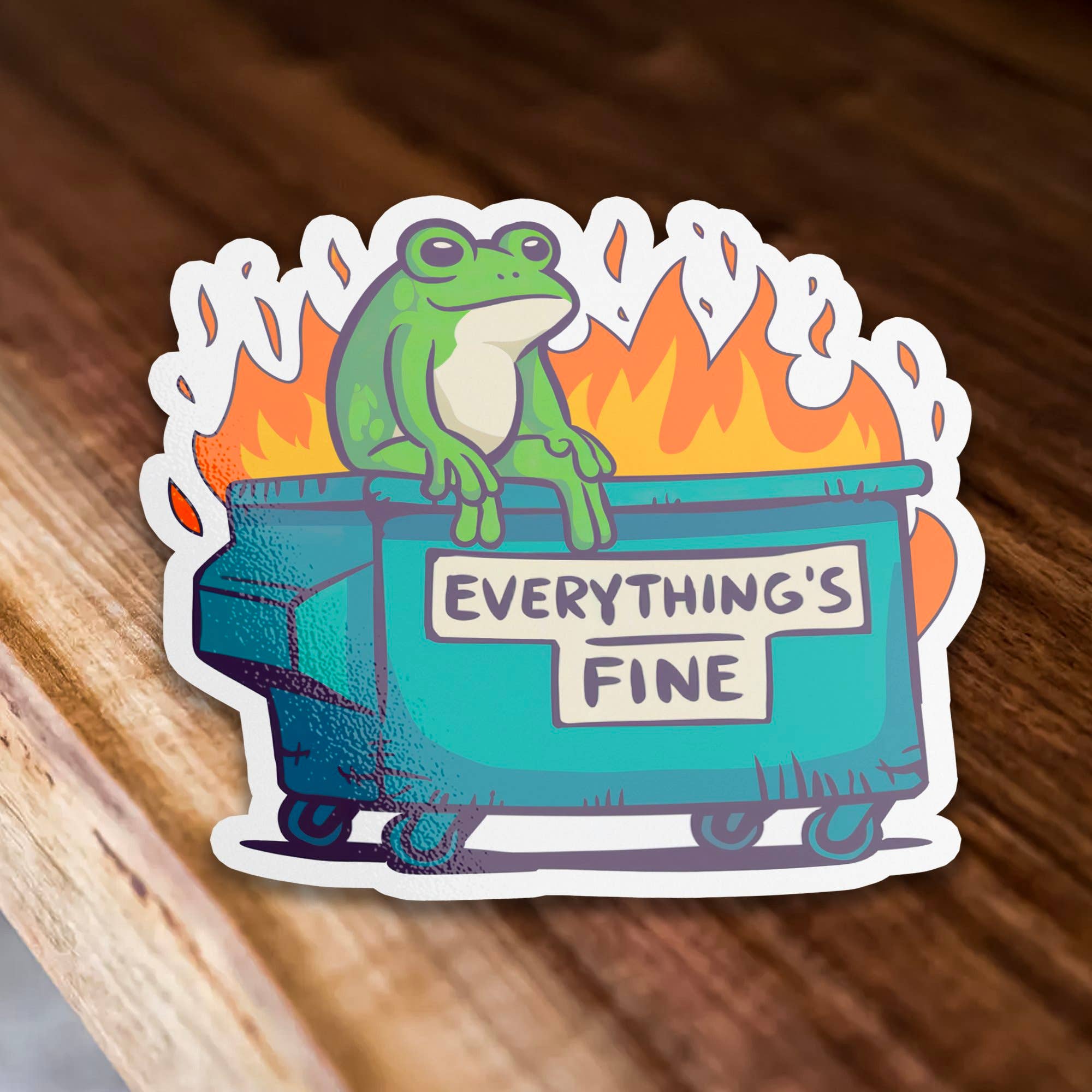 Sticker Bull - Wholesale Sticker - Everything's Fine Frog Funny Vinyl Stickers1