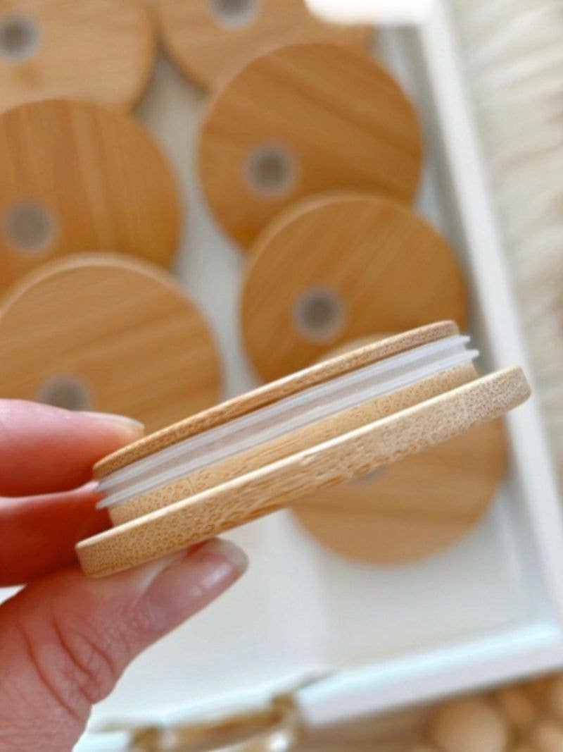 Emma K Designs - Wholesale Drinking Glass/Cup - Fall Blooms 16oz Glass Cup with Bamboo Lid2