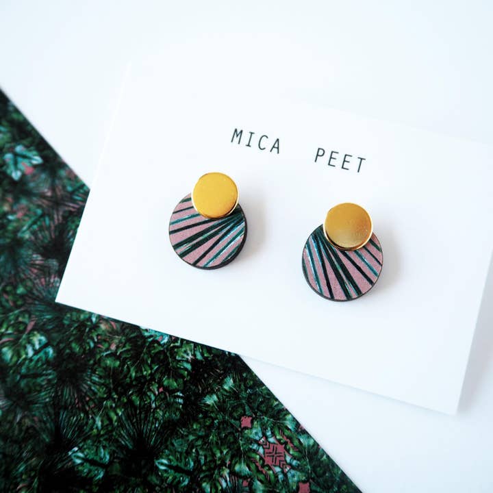 MicaPeet – wholesale Stud/post earrings – Geometric Palm Leaf Earrings