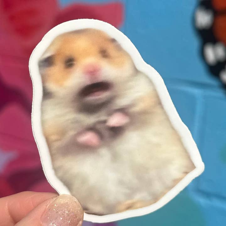 Hilarious Humanitarian - Wholesale Sticker - Scared Hamster Sticker2
