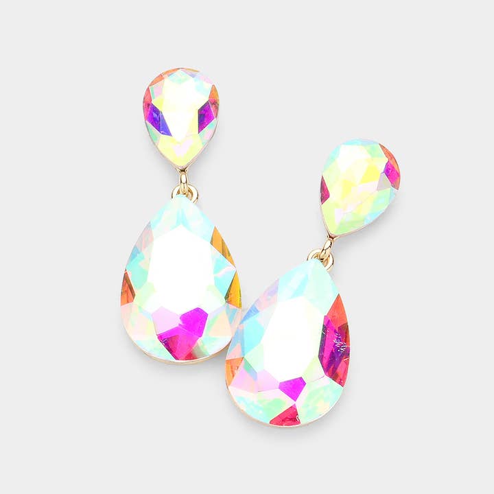 Wona Trading, Inc. - Wholesale Dangle Earrings - Glass Crystal Teardrop Evening Earrings